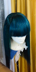 “Dena” Tri color blue/green 4x4 closure wig